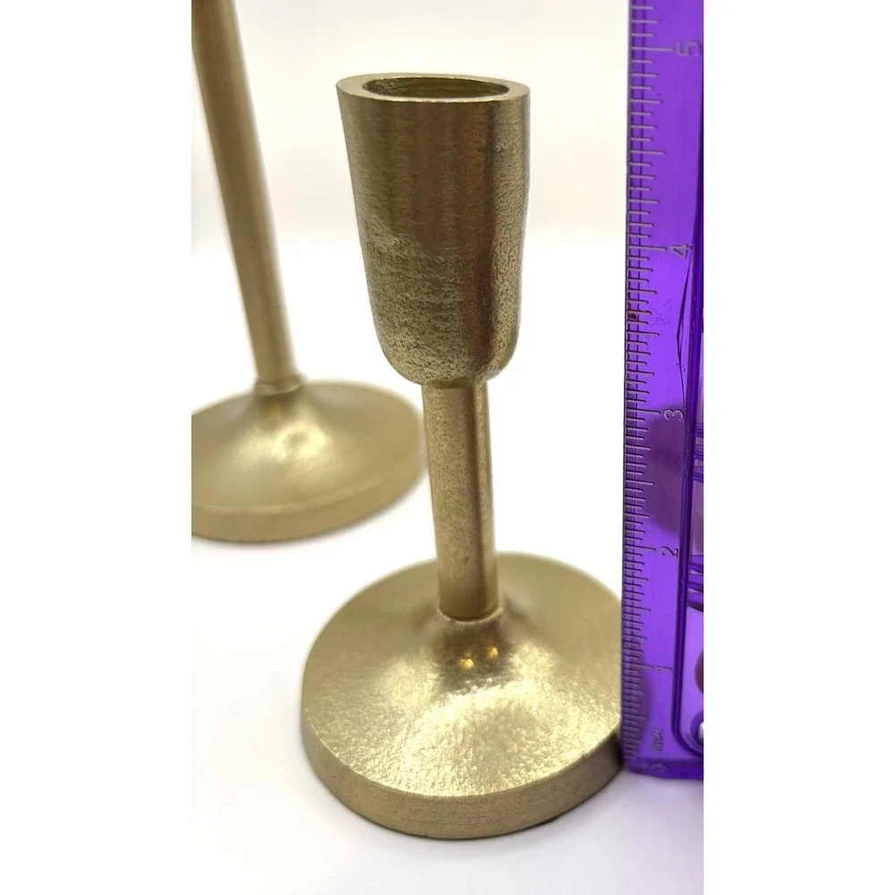 Threshold Aluminum Taper Holders Gold tone Candlestick Trio